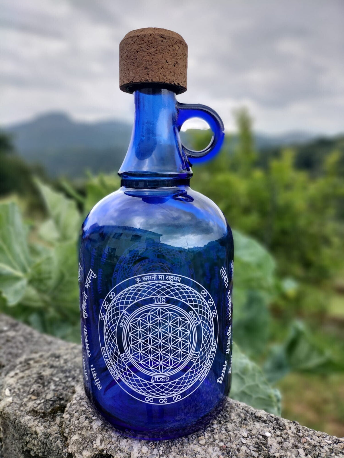 Devi Water 1L cobalt-blue glass bottle