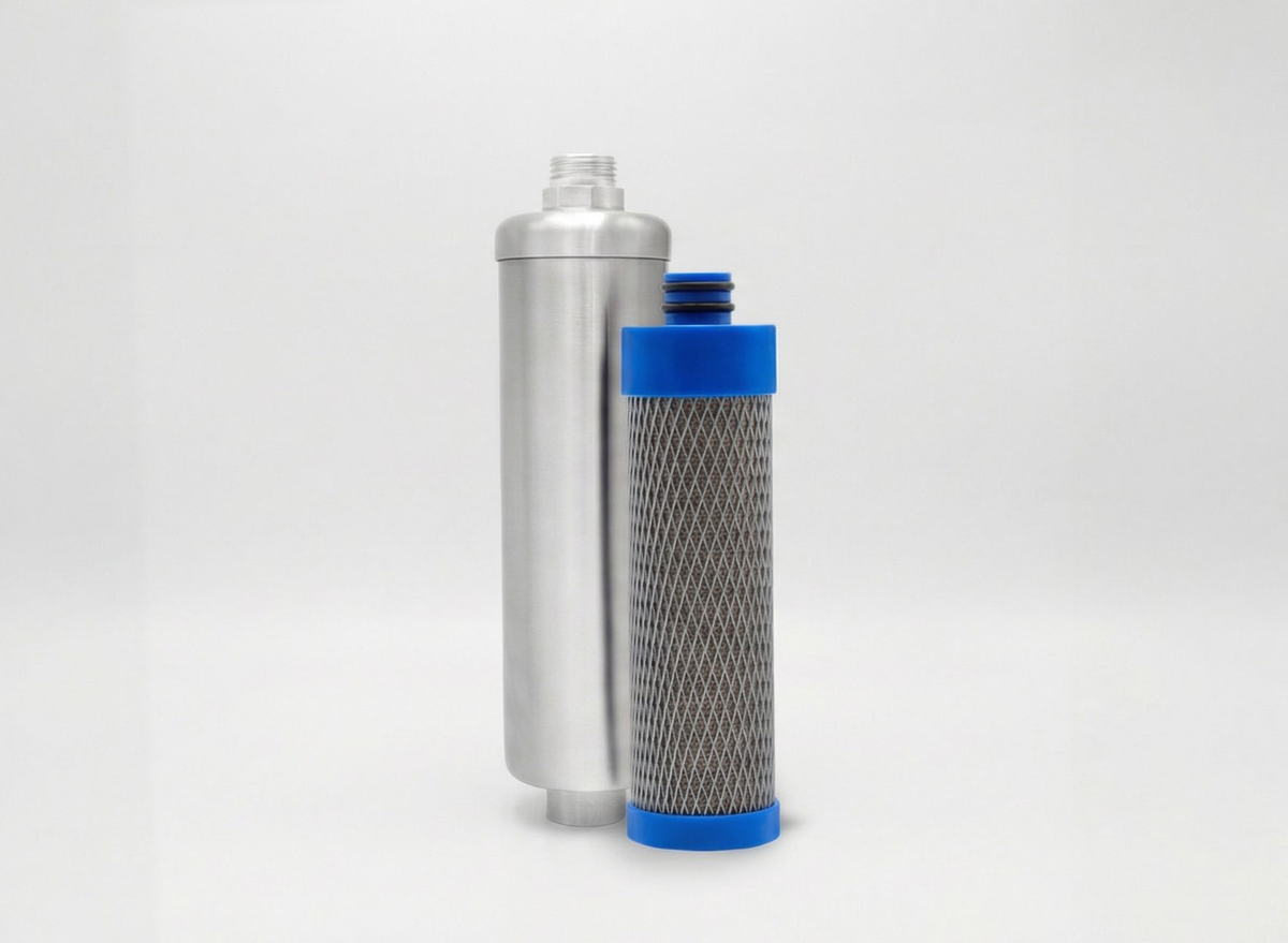 Dropvital nano-shower stainless steel housing and replacement filter cartridge